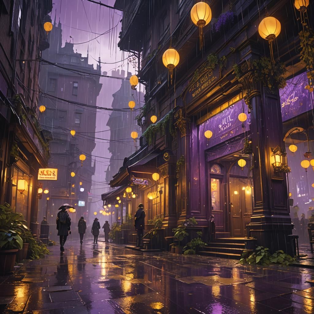 Lofi Rain Scenery: Dark Fantasy Concept Art