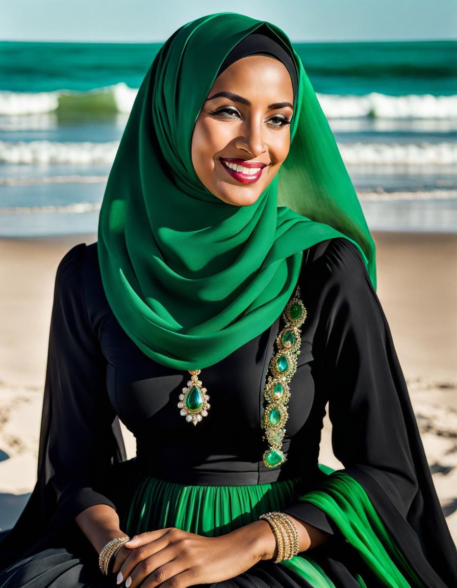 Woman in Hijab Portrait with Alcohol Ink Effects