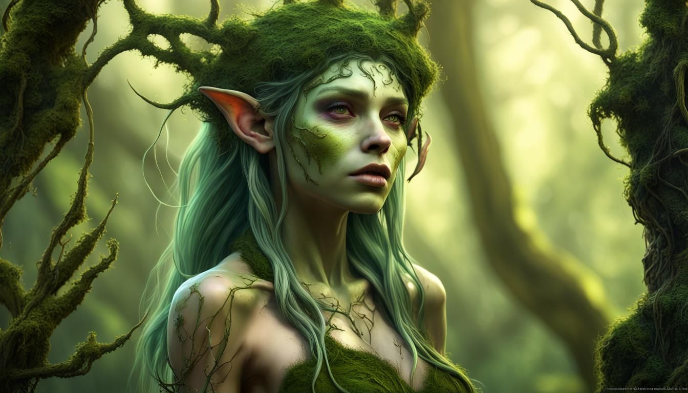 Wood Elf in Forest, Fantasy Concept Art