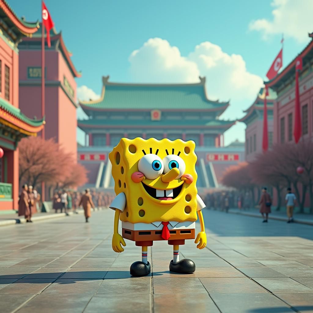 Spongebob Squarepants in Pyongyang: A Matte Painting