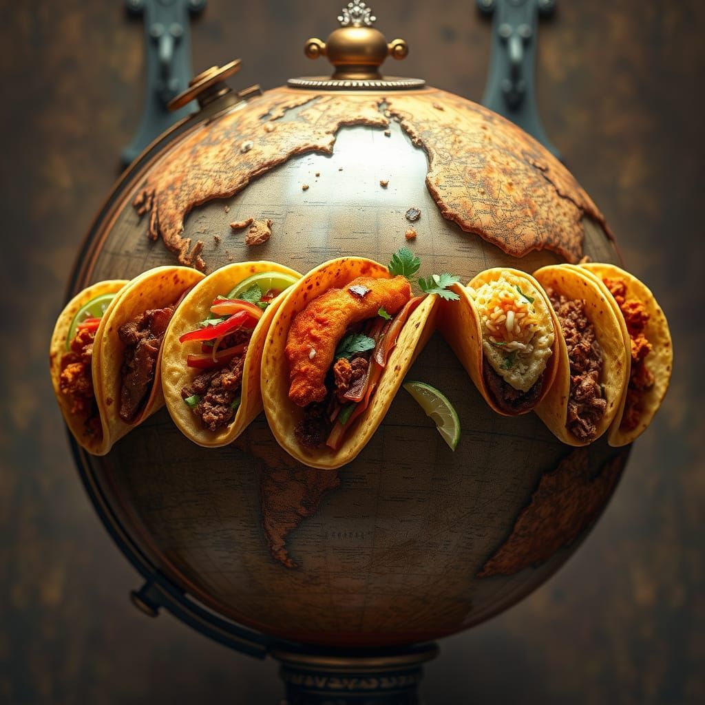 A Majestic Taco Globe in Vibrant, Hyper-Realistic Detail