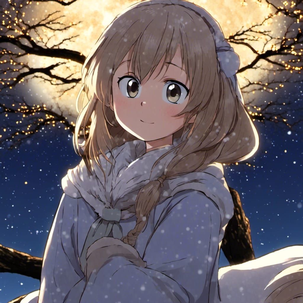 Anime Portrait Gazing at Stars in Manga Style