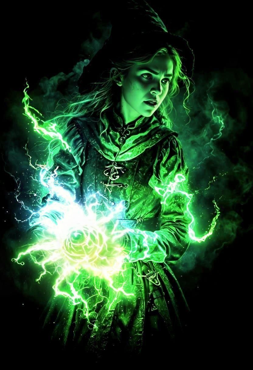 Furious Luminous Witch Expelling Impure Energy