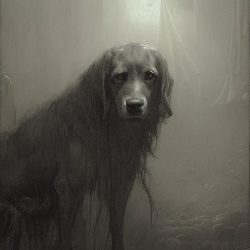Horrific Dog Inspired by Doré and Rutkowski