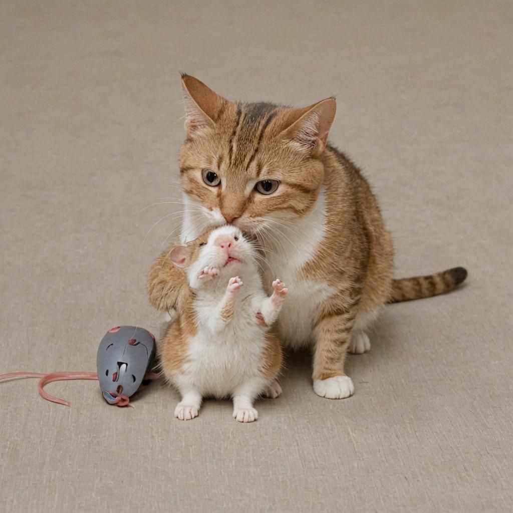 Cat and Mouse in Love Cartoon