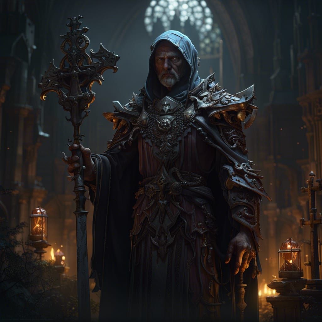 Detailed Grave Cleric in Dark Fantasy Style