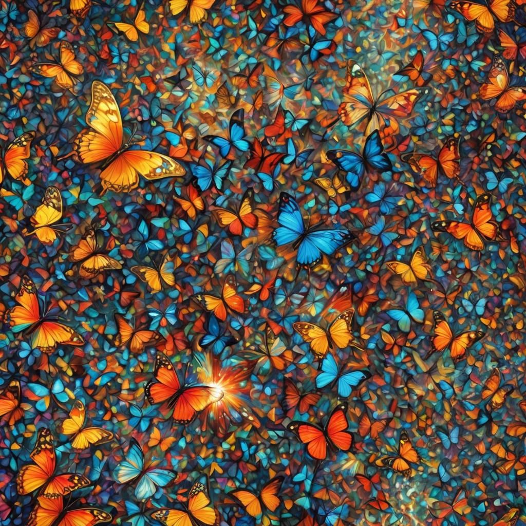 Surreal Butterfly Explosion in Vibrant Colors