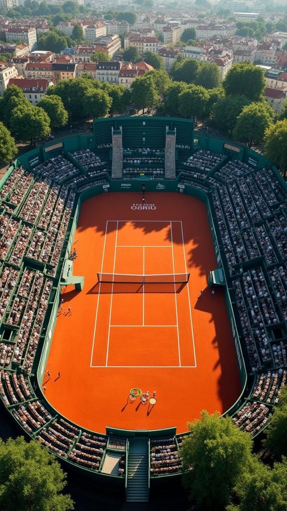 Rolland Garros Aerial View in French Impressionism Style