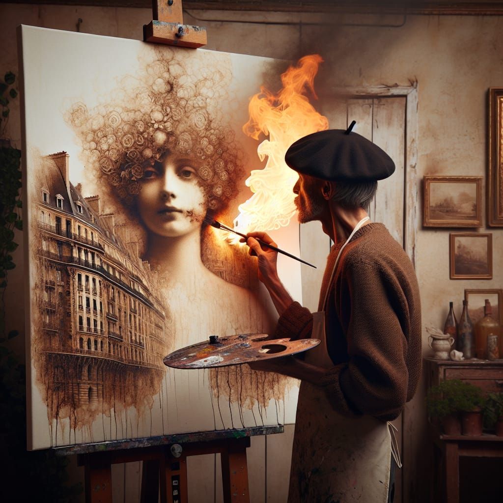 French Painter Creates Fumage Art with Fire