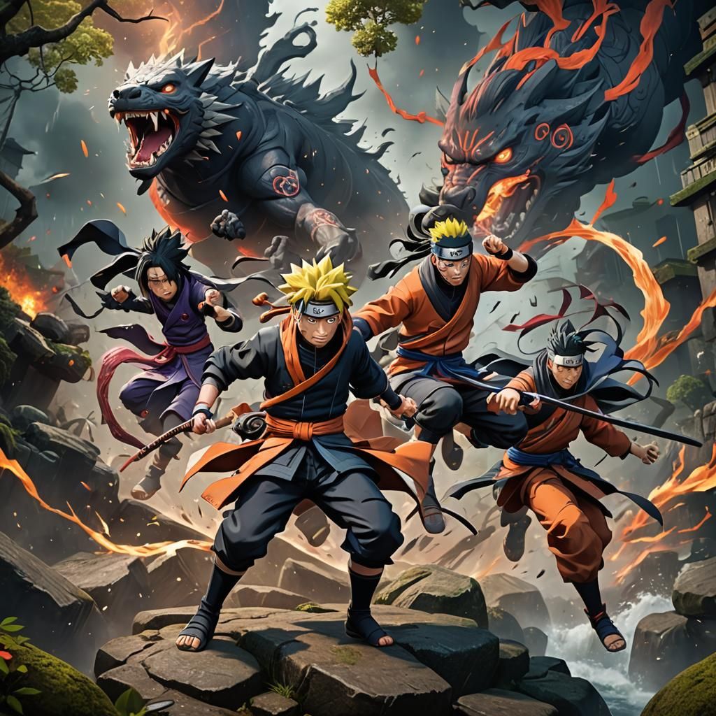 Epic Anime Battle Scene in Detailed Digital Painting