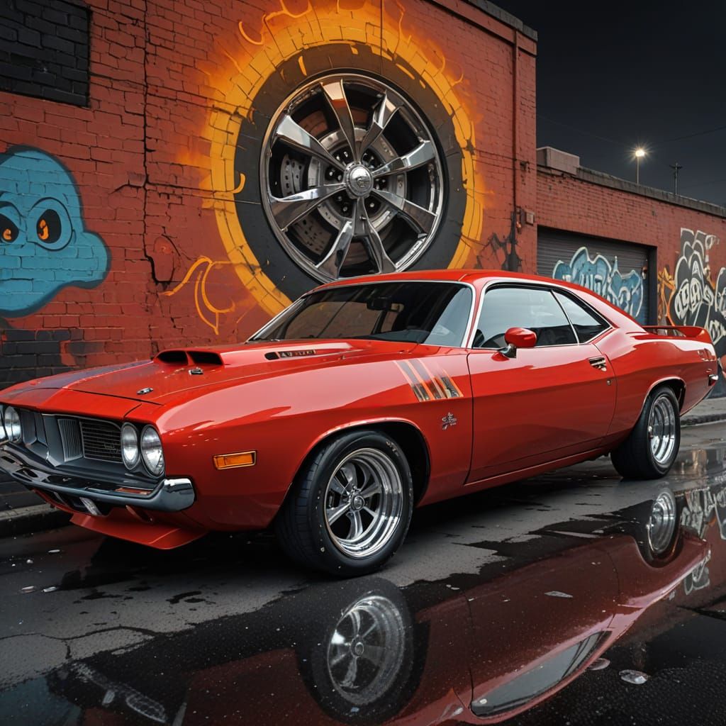 Airbrushed 1973 Plymouth Barracuda Mural