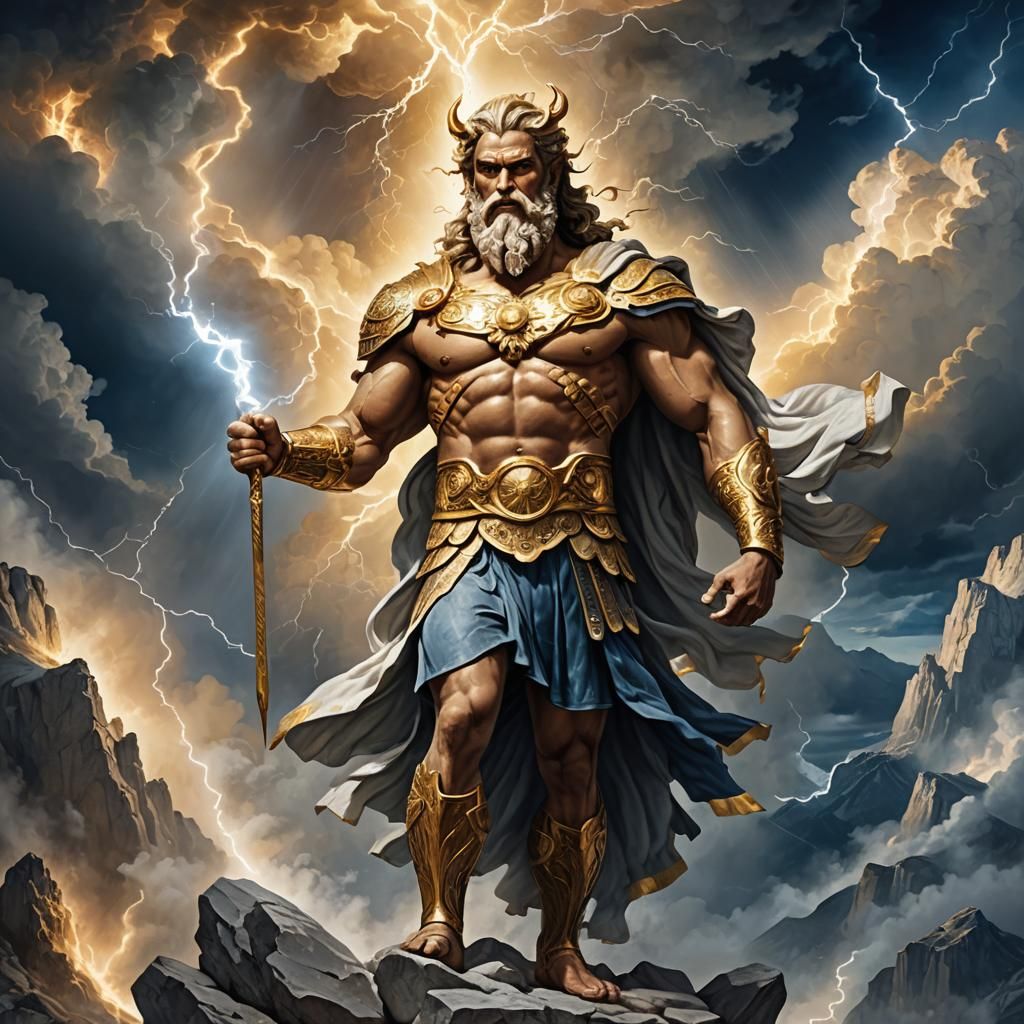 Zeus, Greek God of Olympus in Golden Light