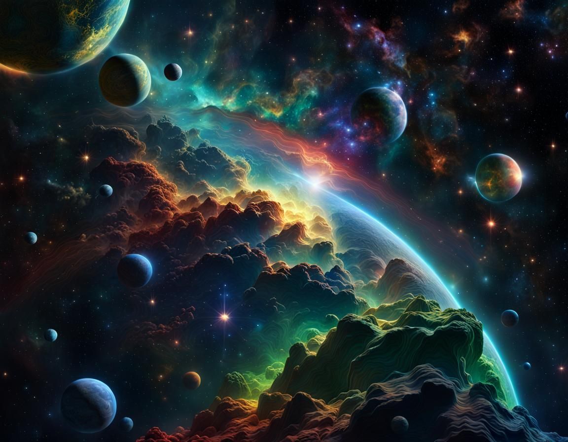 Complex Constellations in Hyperrealistic Celestial Scene