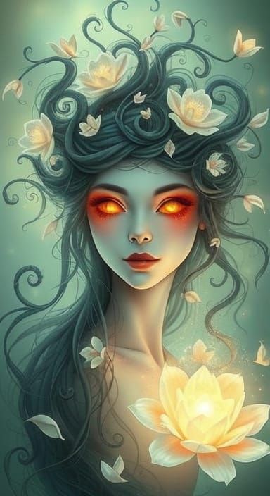 Otherworldly Forest Spirit Summons Pollen Cloud in Surreal P...