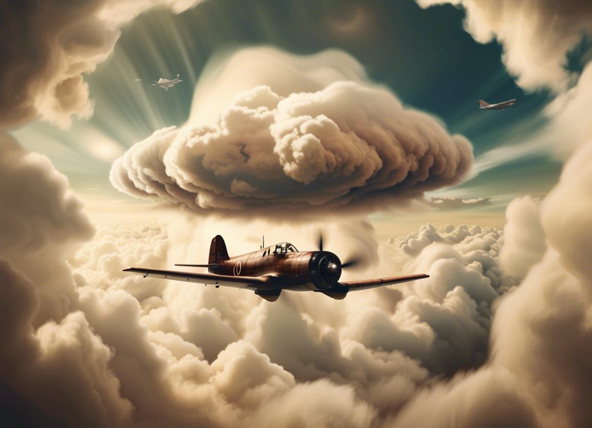 Dramatic World War II Plane in Cyclone Cloud