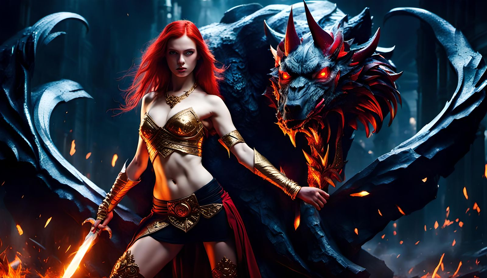 Demonic Sorceress Portrait in Digital Art Style