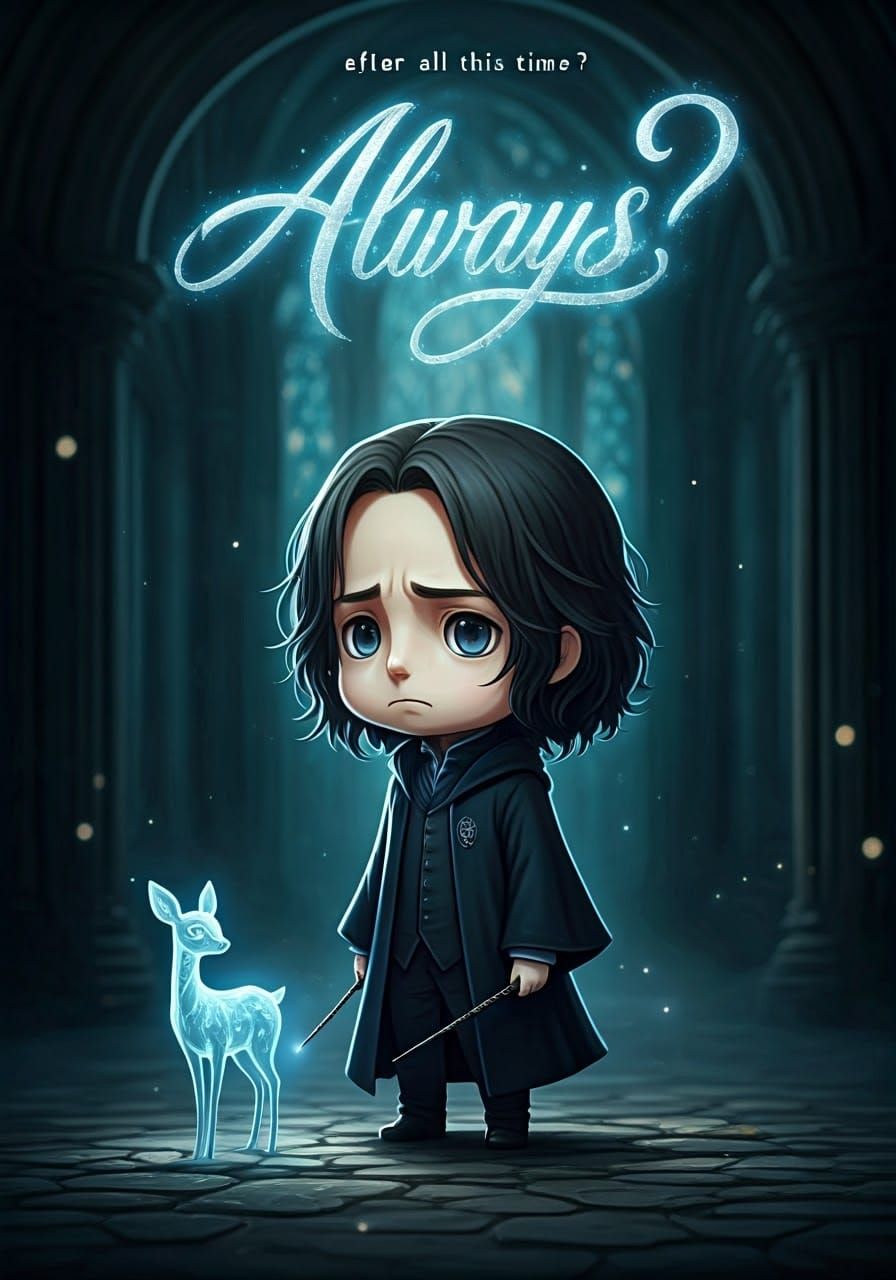 Chibi Snape Summons Doe Patronus in Gothic Style