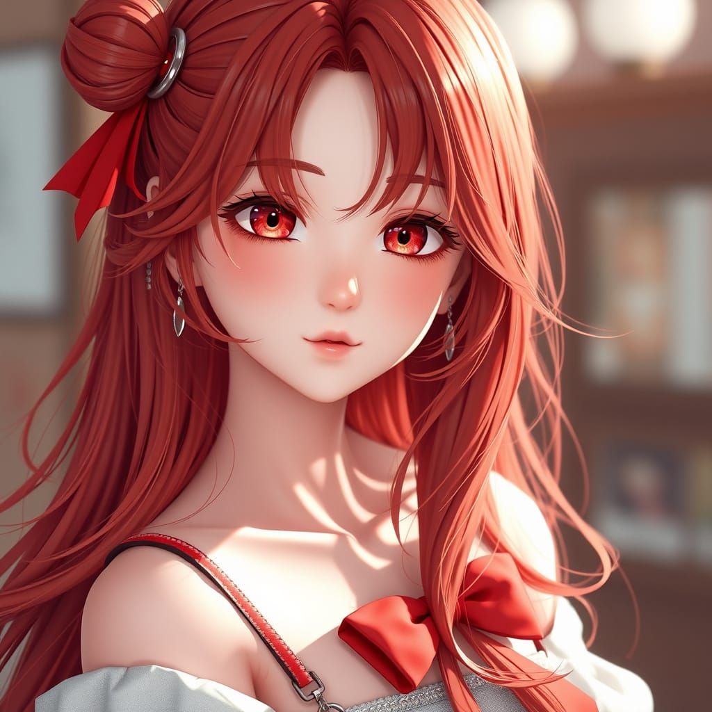 Vibrant Anime Girls in Red Hair