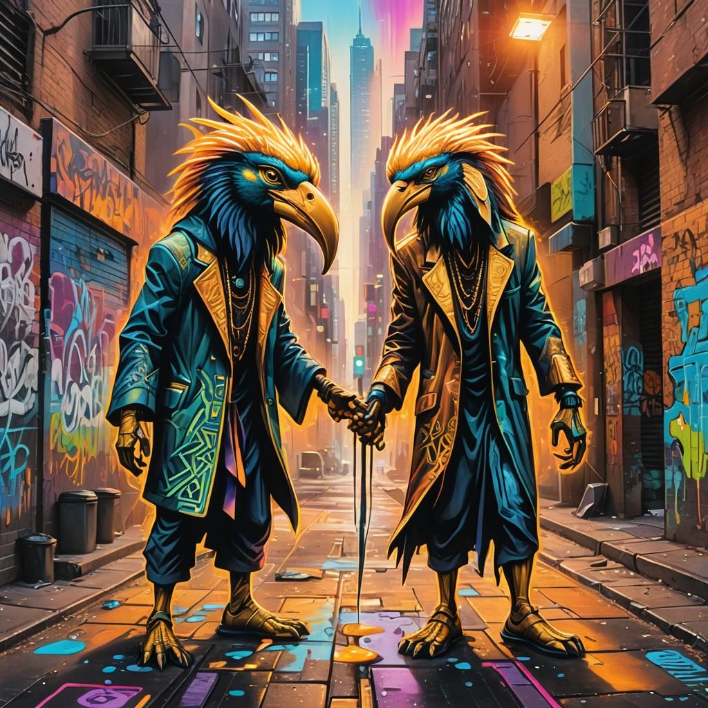 Graffiti Art: Thoth and Aura in Urban Alleyway