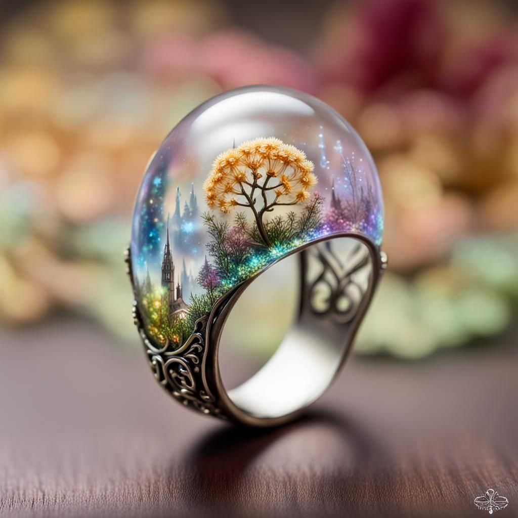 Miniature Fairyland Inside a Vintage Silver Ring
