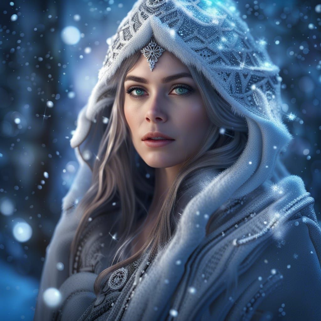 Stunning Winter Sorceress Portrait in 8K