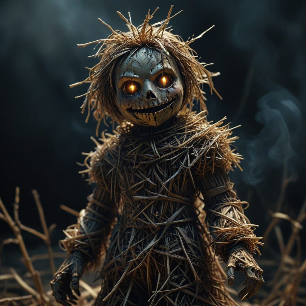 Cursed Straw Doll in Abstract Surrealism