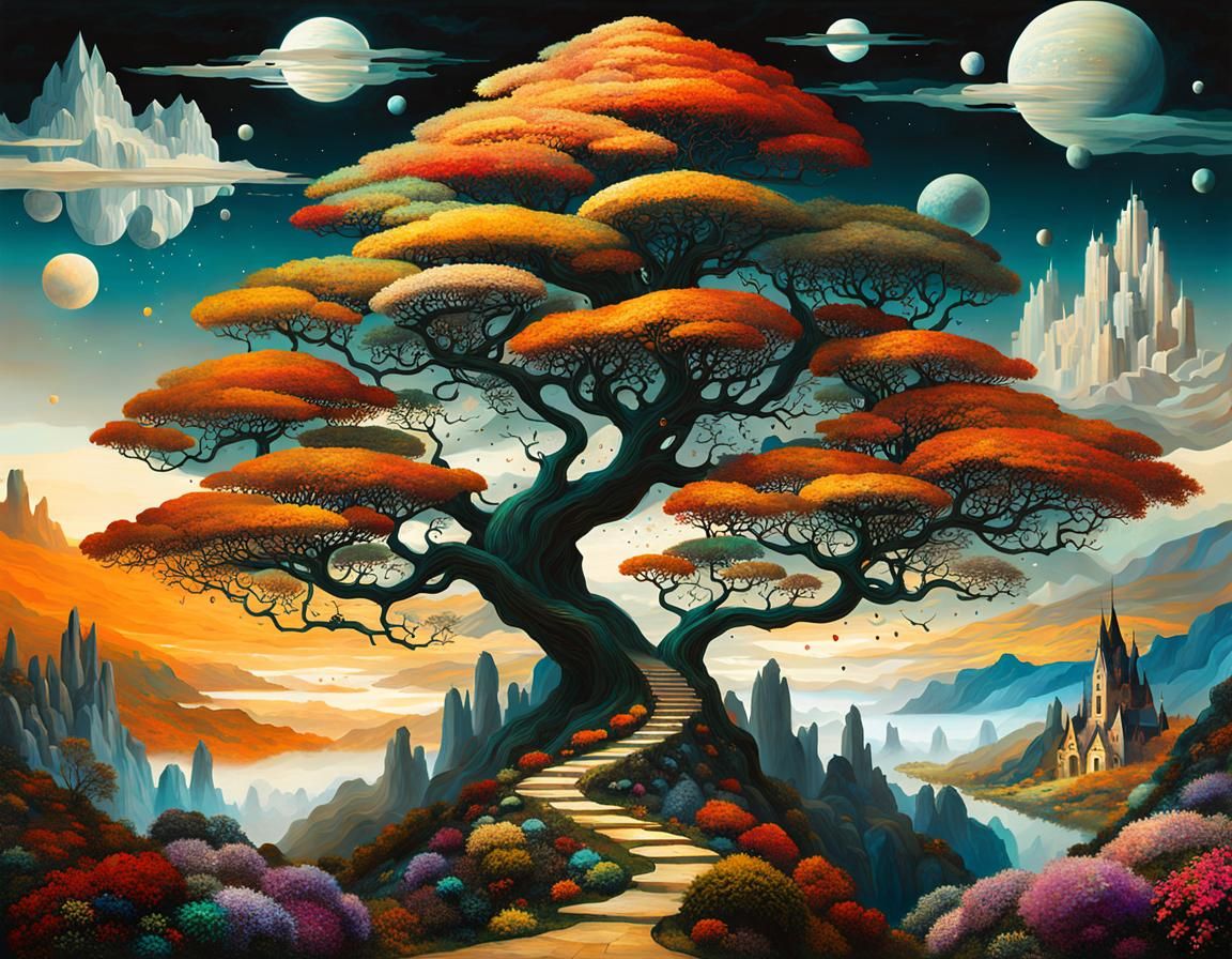 Ethereal Landscape with Crystal Structures as Digital Art