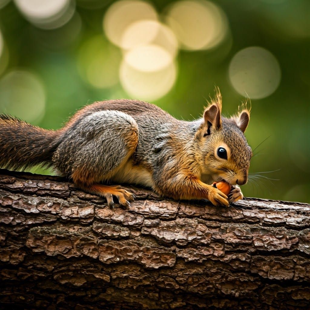 Brown Squirrel in Serene Tree Scene