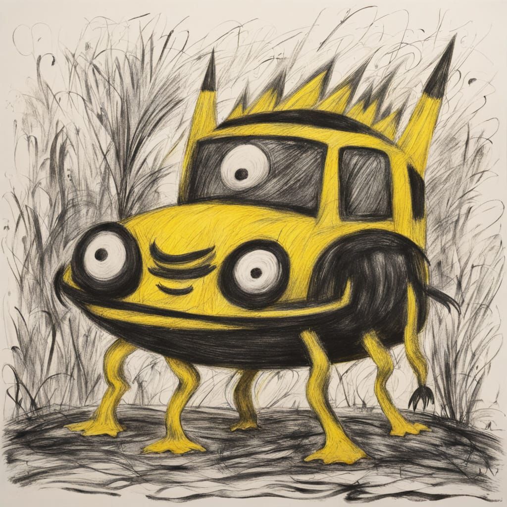 Imaginative Oil Monster in Crayon Style