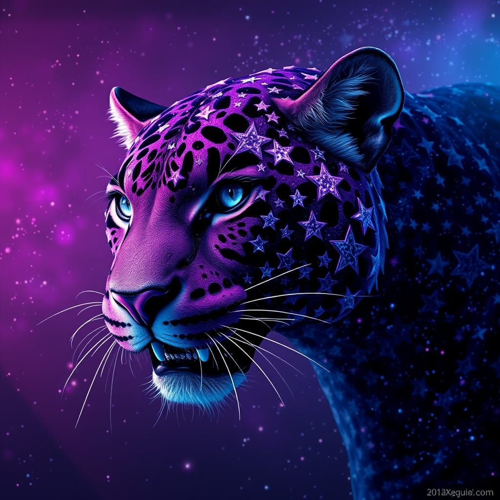 Stellar Jaguar in Cosmic Purple Hues