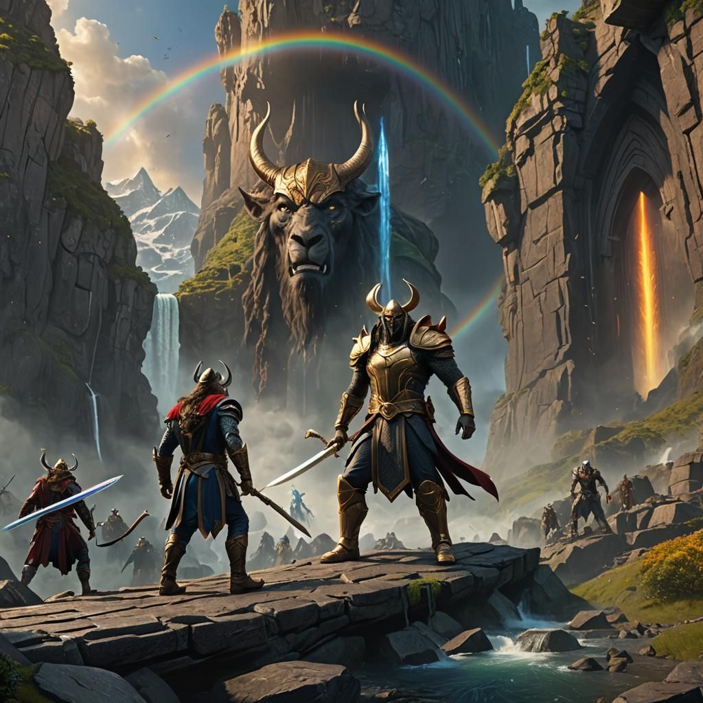 Heimdall Defends Rainbow Bridge: Fantasy Concept Art