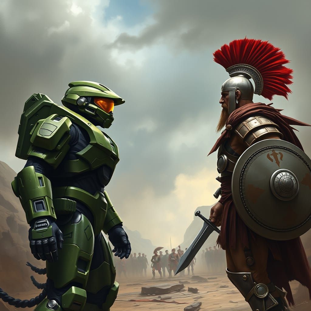 Spartan Warrior Confronts Leonidas in Epic, Cyberpunk-Inspir...