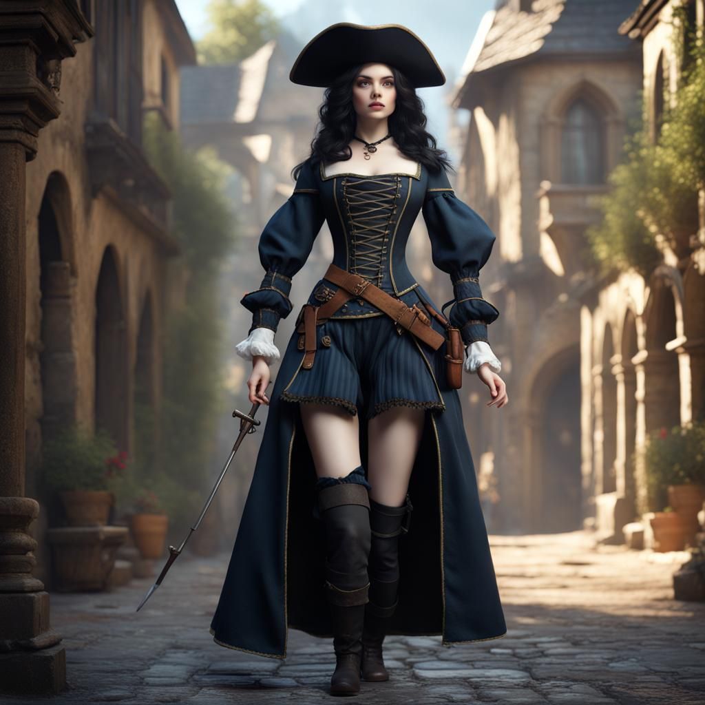 Porcelain Doll in Musketeer Costume: Fantasy Art