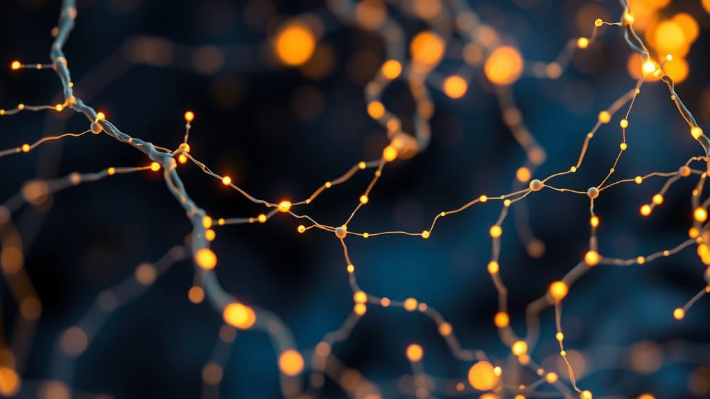 Abstract Neural Pathways Firing in Bioluminescent Style