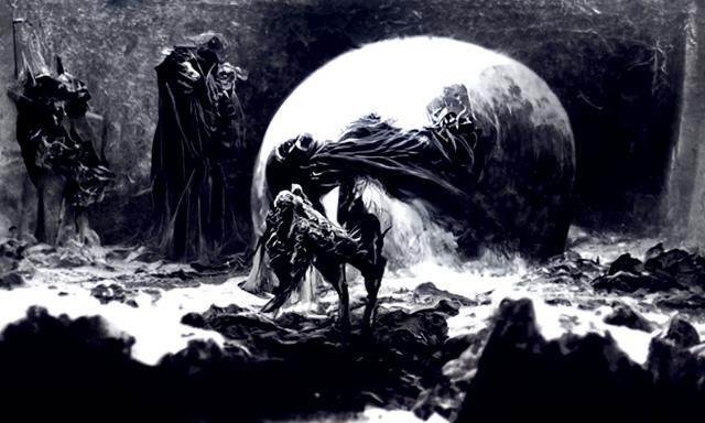 Horrific Lunar Landscape in Doré Style