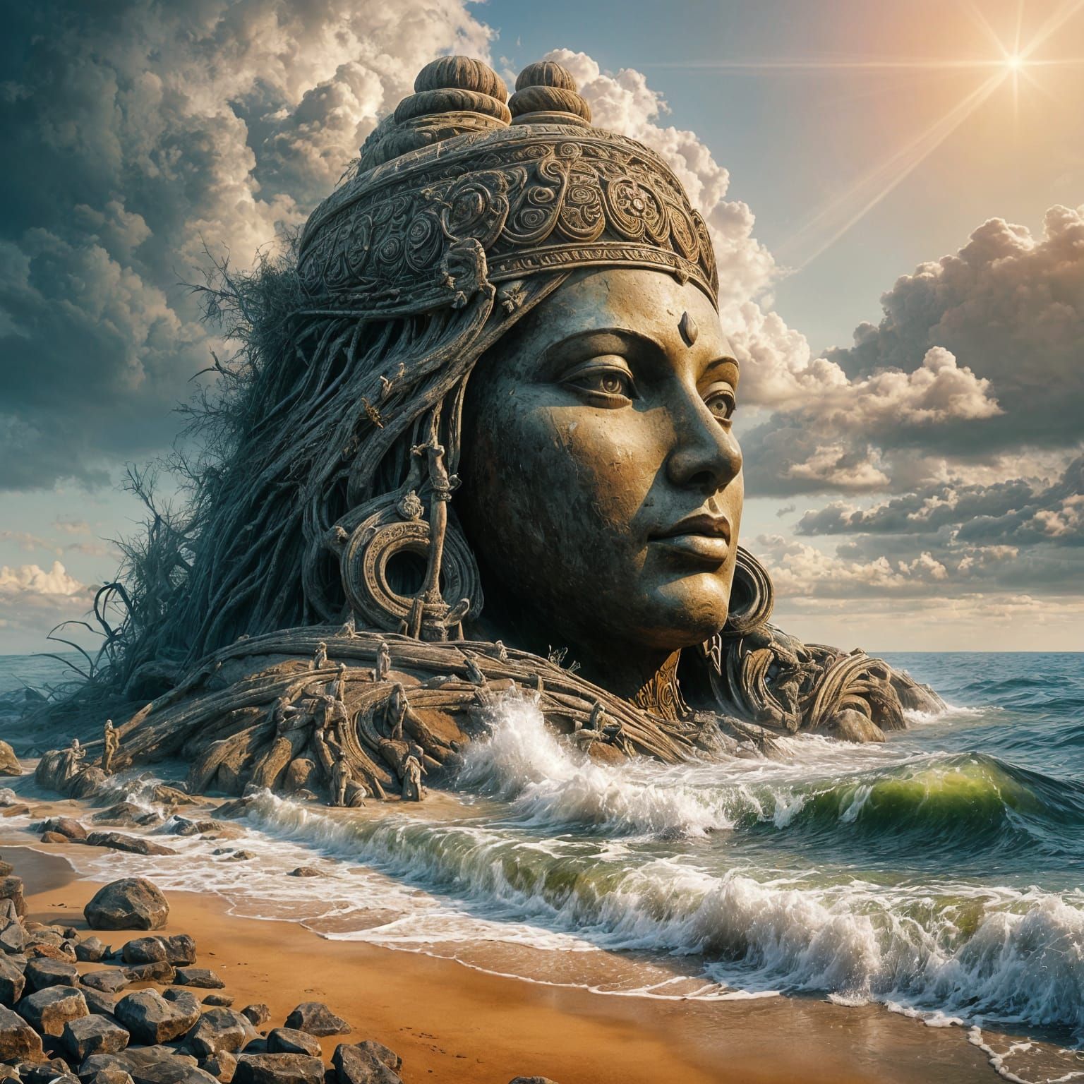 Ancient Vishnu Statue Washes Ashore on Indian Beach