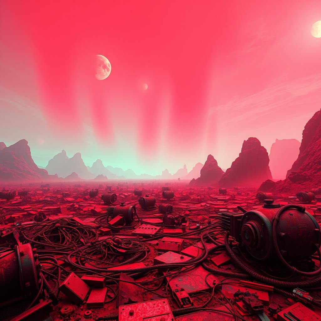 Surreal Wasteland in Toxic Dreamscape Art Style