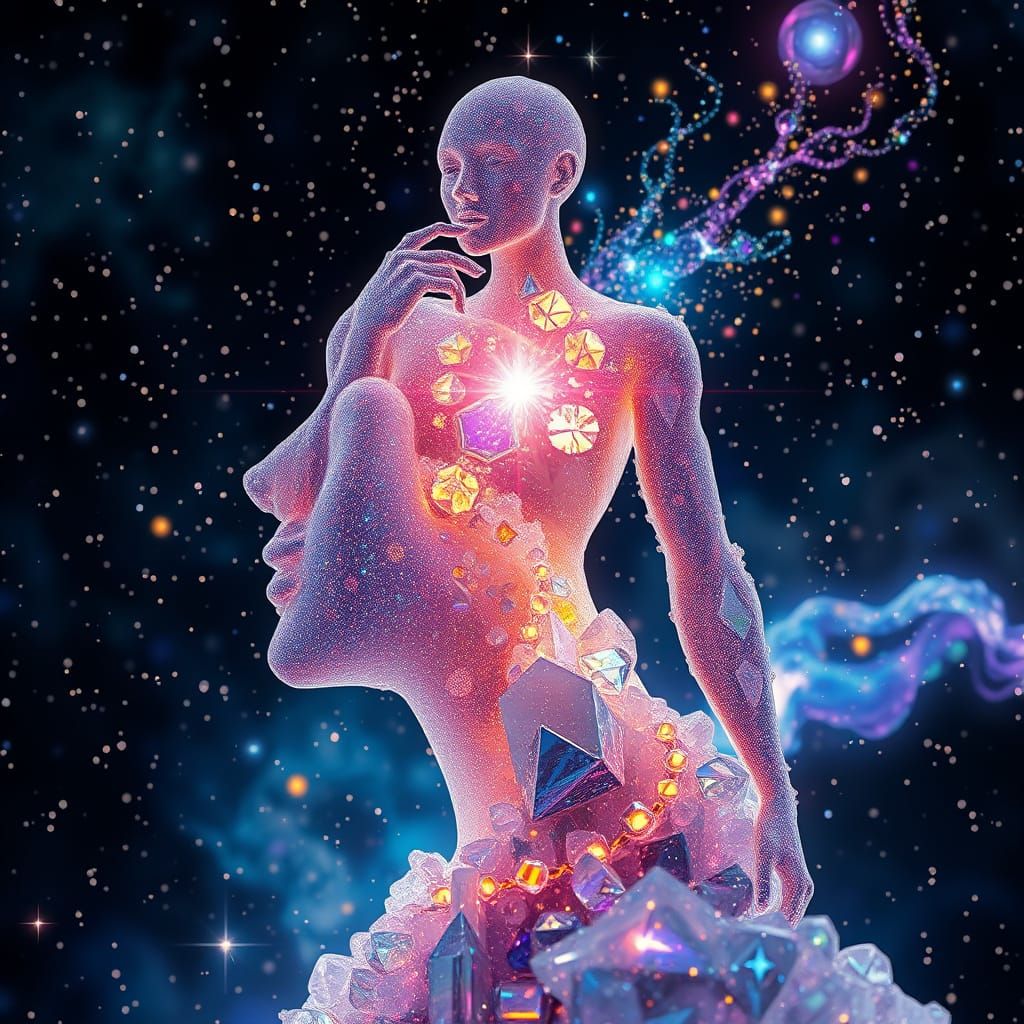 Crystal Cosmic Being Radiates Ethereal Luminescence