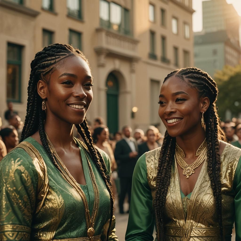 Smiling Black Couple in Golden Hour Lighting