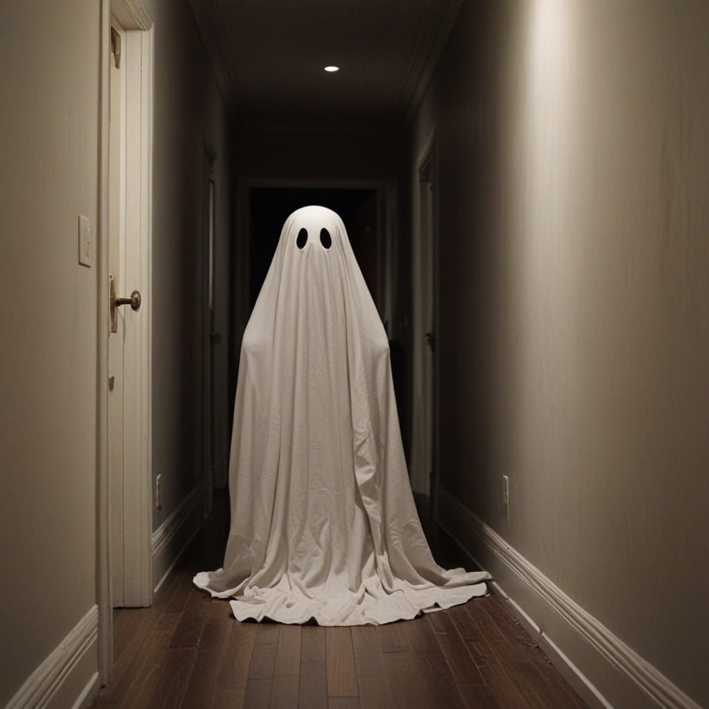 Terrifying Ghost in Dark Hallway