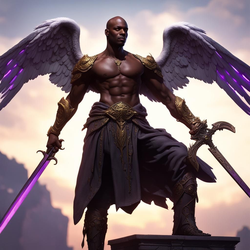Dark Fantasy Angel with Sword, Detailed Concept Art