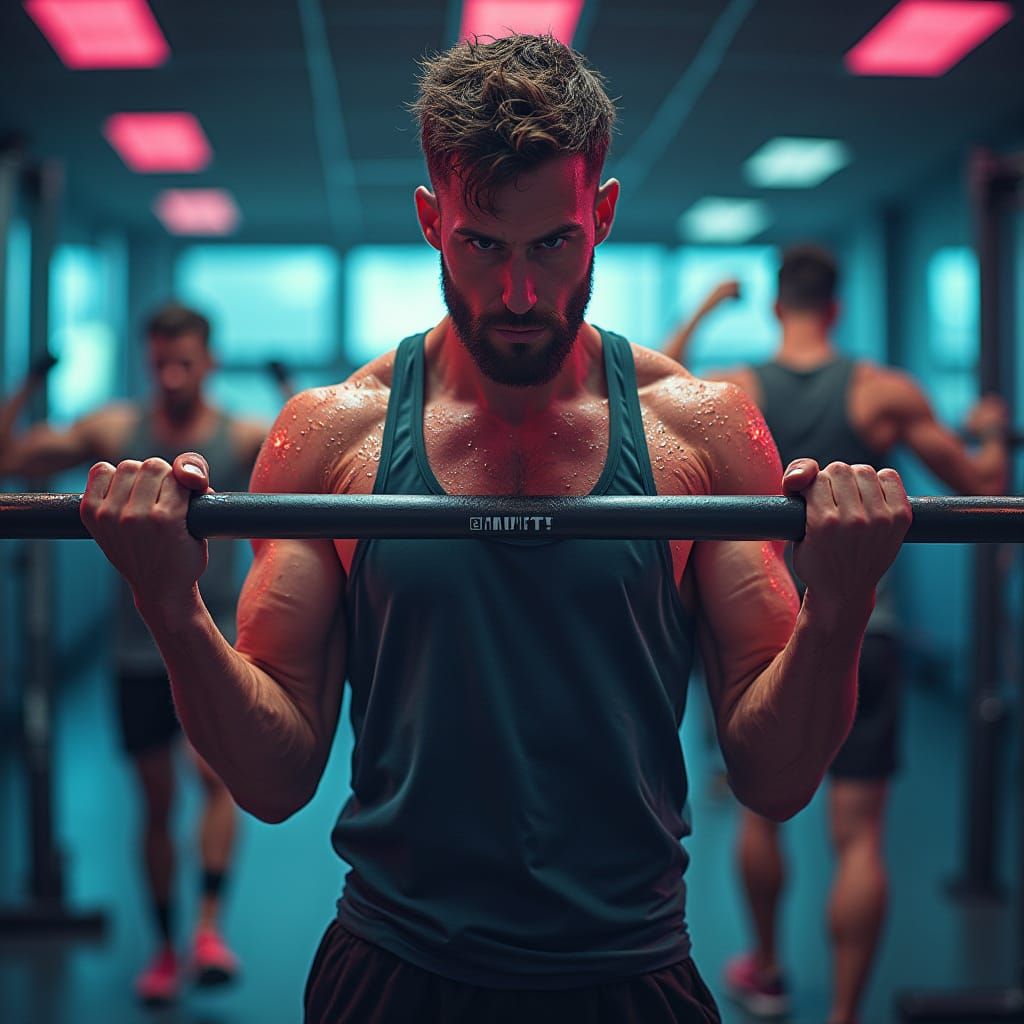 Dynamic Gym Athletes in Futuristic Fitness