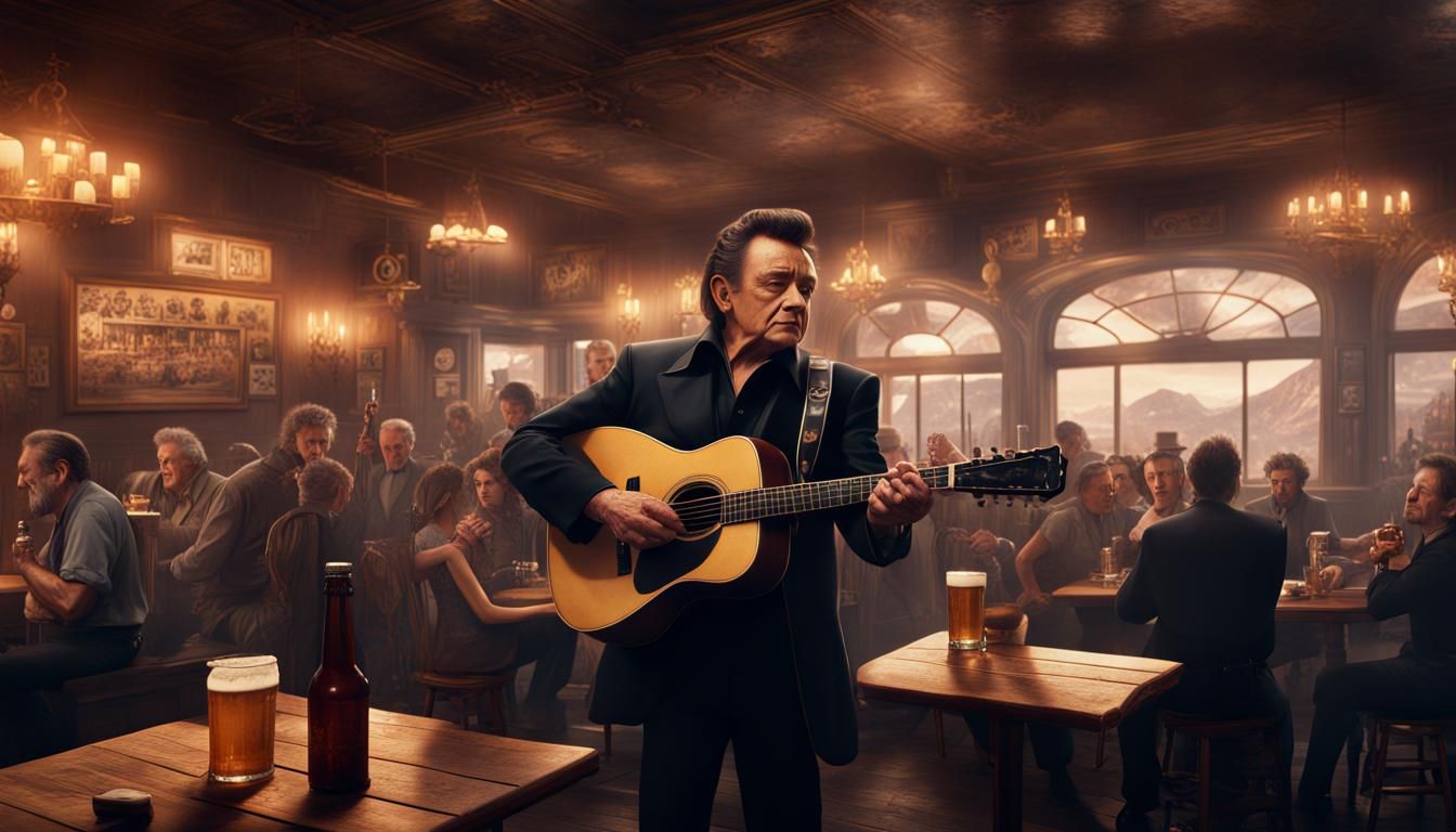 Johnny Cash Singing in an Old Restaurant