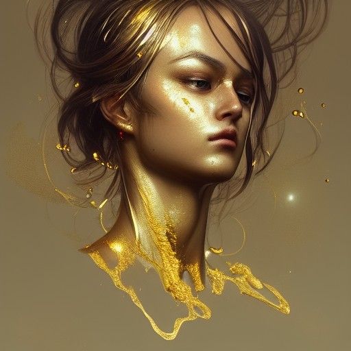 Goddess Portrait with Liquid Gold Details