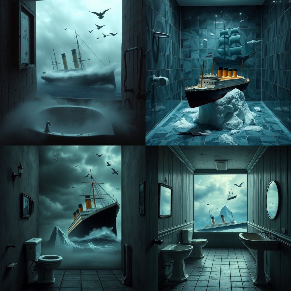 Mystical Toilet Landscape Collides with Titanic and Pirate G...