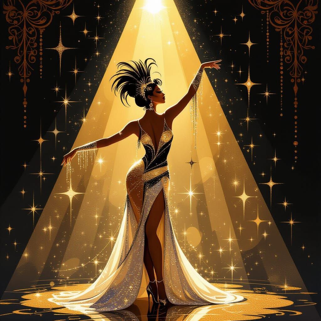 Showgirl in Spotlight: Ornamental Symbolic Art
