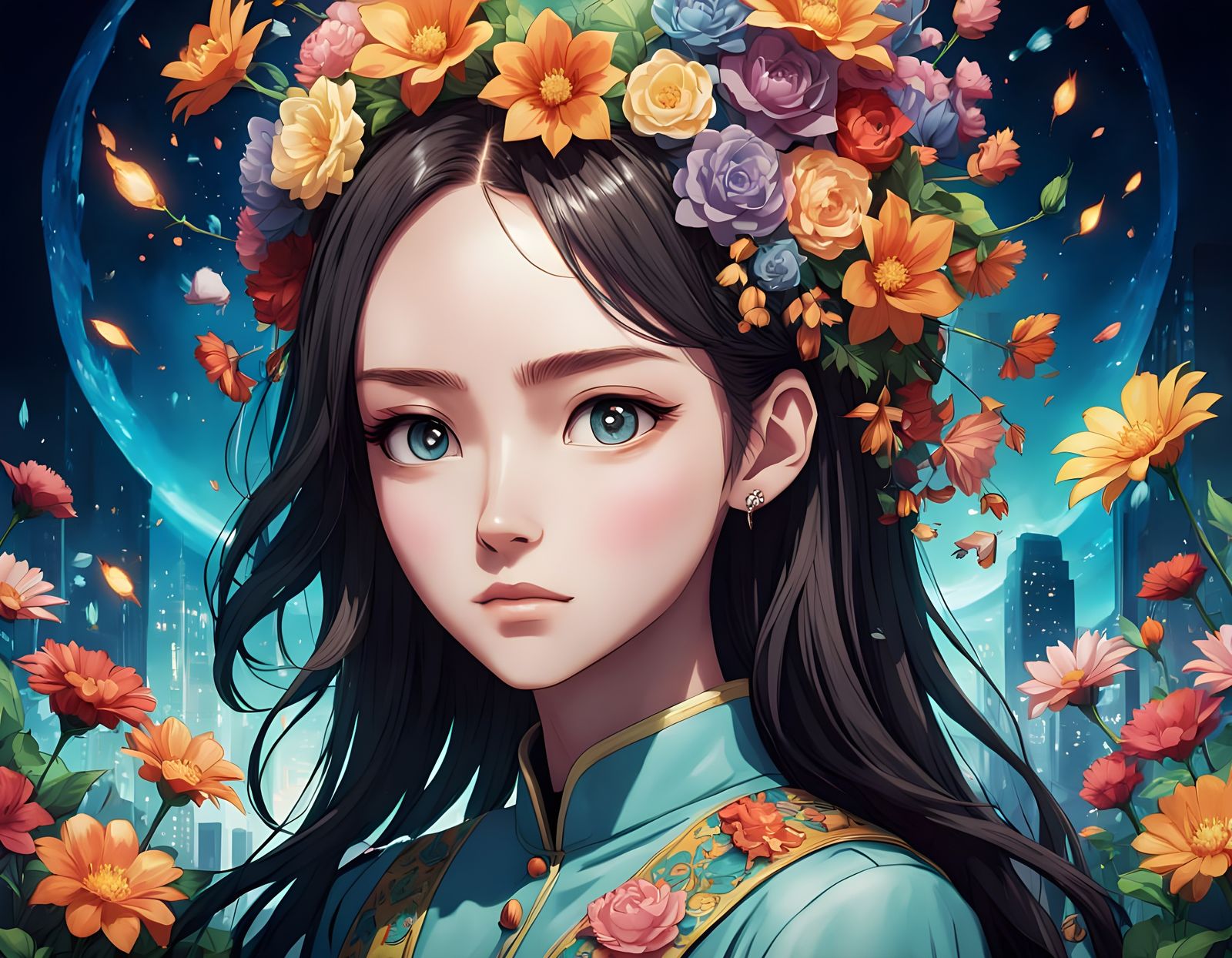 Hopeful Female Form in Vibrant Bloom