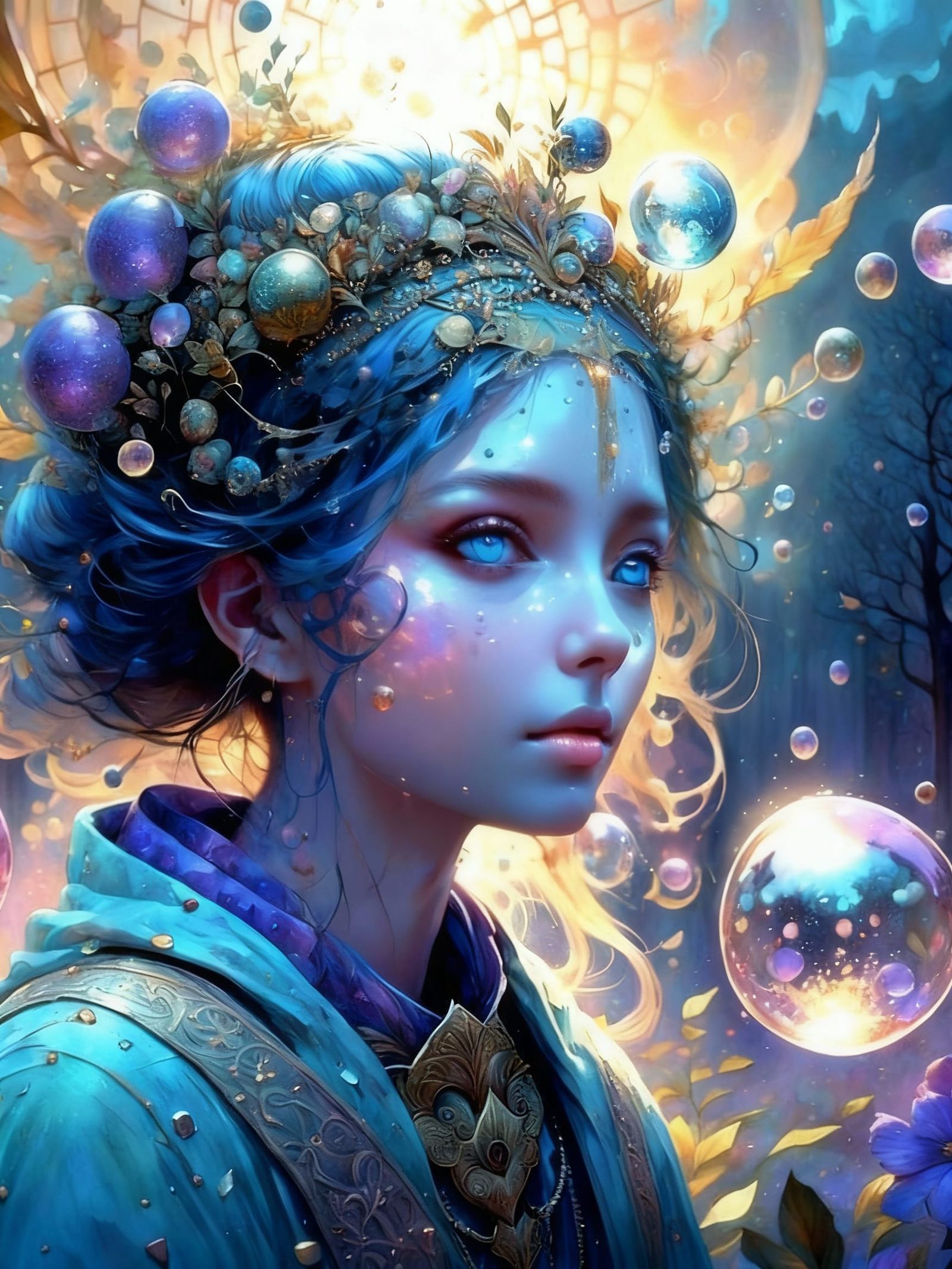 Ethereal Cubes in Mystical Landscape Digital Painting