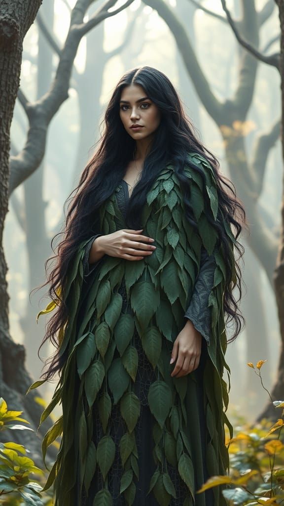 Regal Sapphire Druid in a Cloak of Leaves
