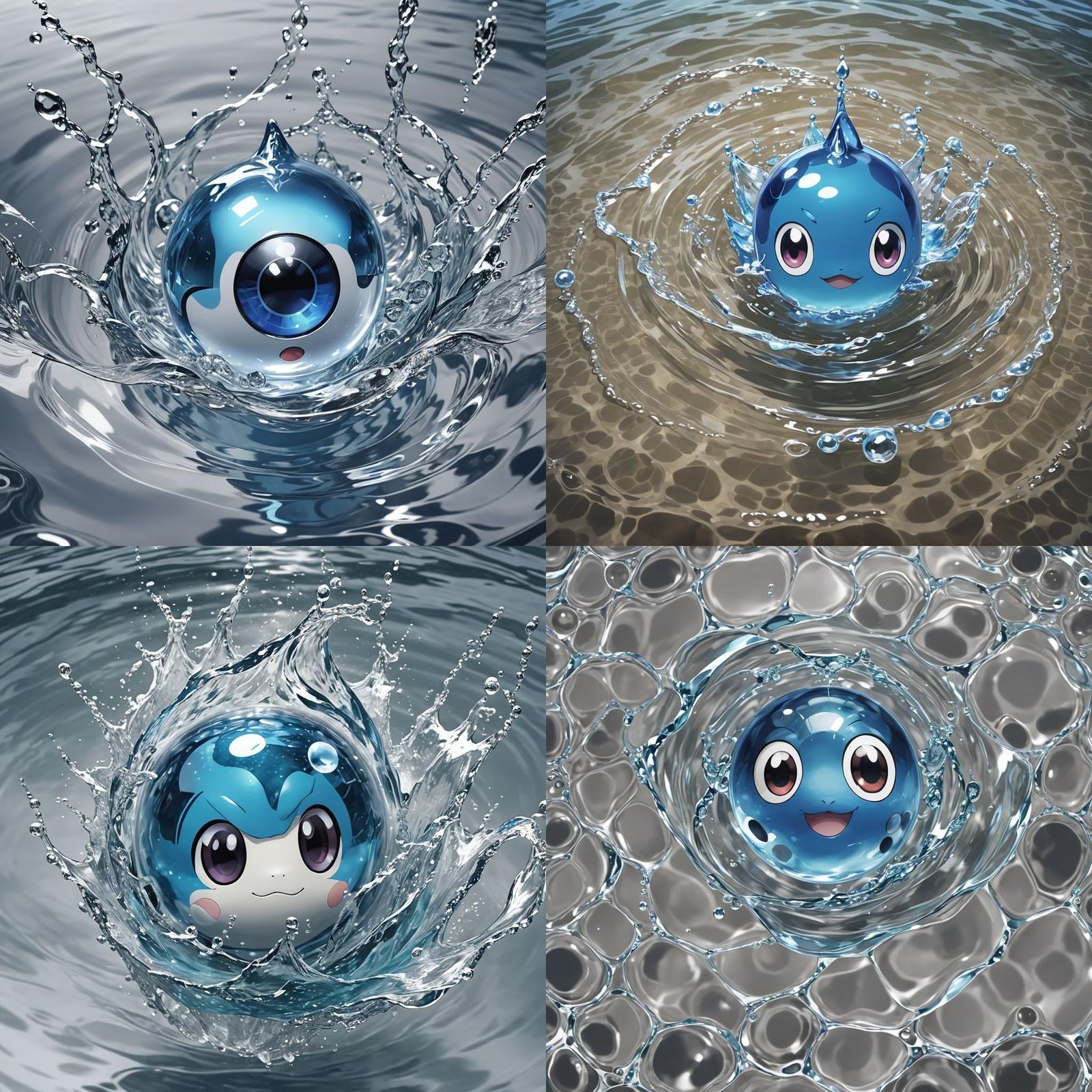 Water Pokemon with One Eye, in Anime Style